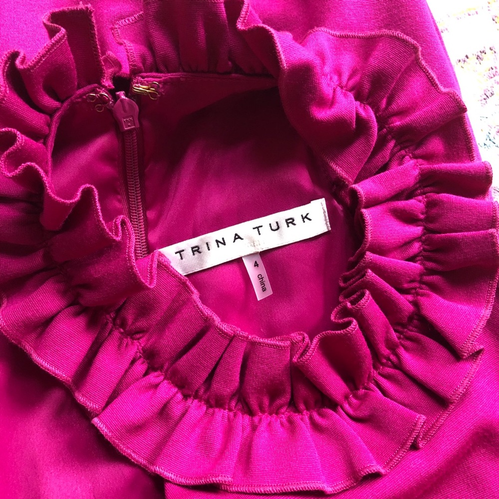 Trina Turk Fuchsia Halter Ruffle Dress - Picture 2 of 4